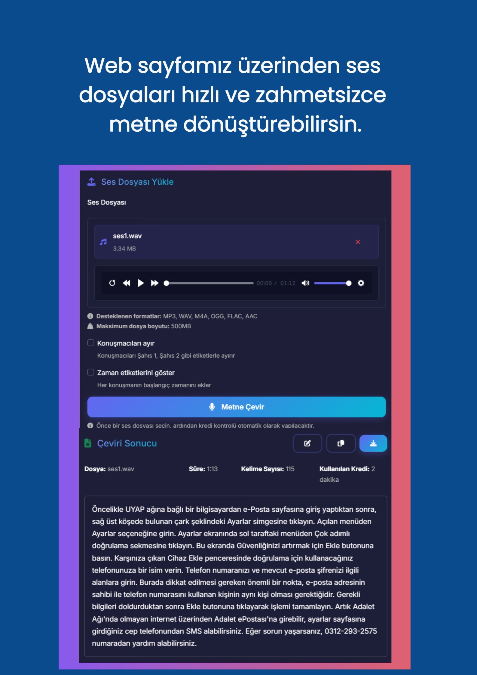 Ses Döküm Pro - Çoklu Format Desteği (MP3, WAV, MP4)
